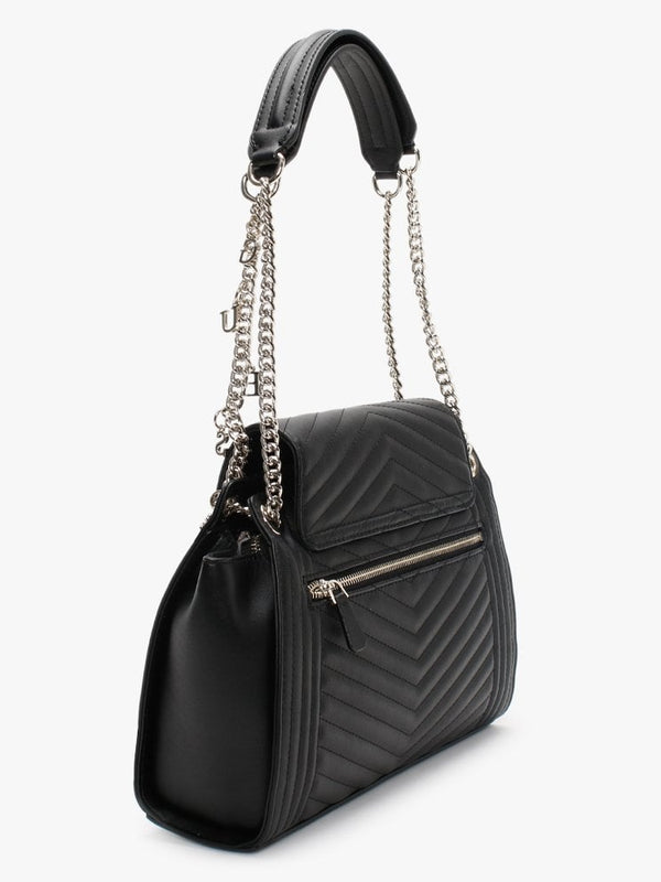 Lida Black Quilted Shoulder Satchel Bag