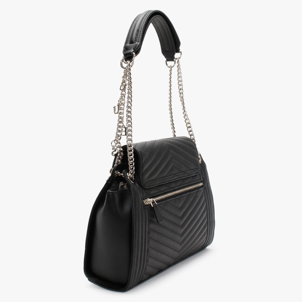 Lida Black Quilted Shoulder Satchel Bag