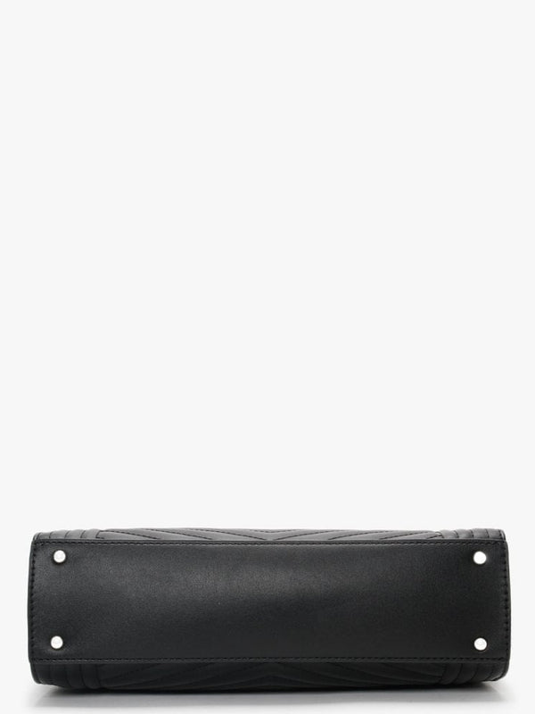 Lida Black Quilted Shoulder Satchel Bag