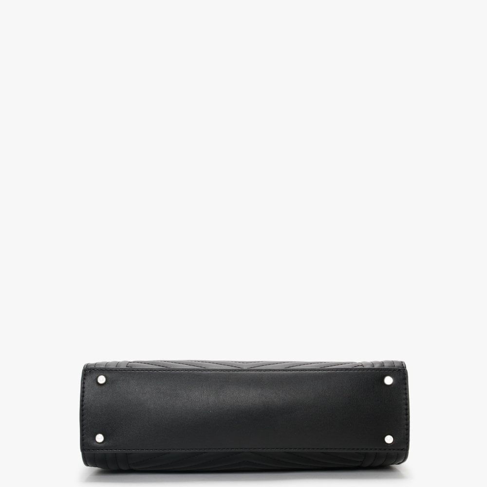 Lida Black Quilted Shoulder Satchel Bag