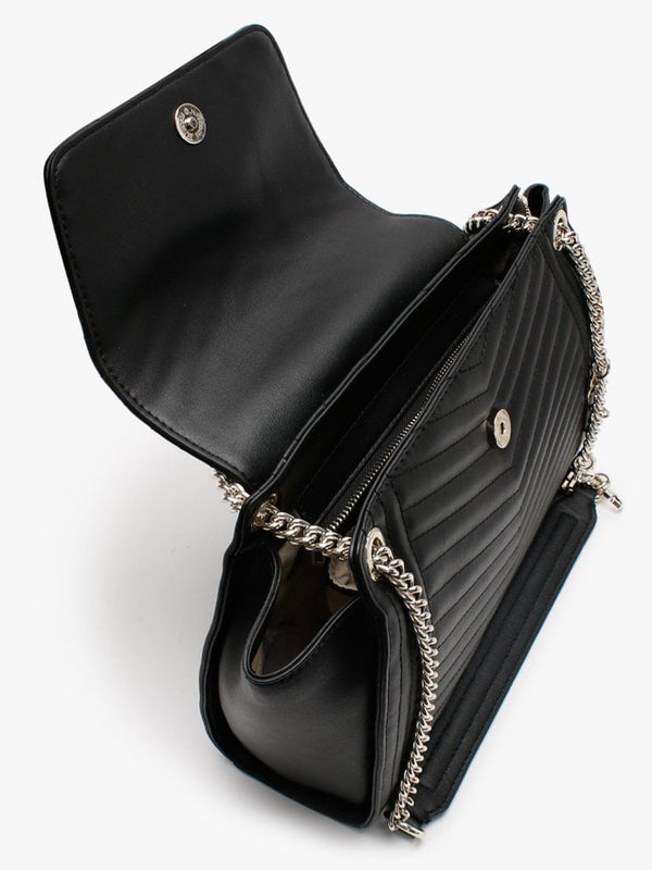 Lida Black Quilted Shoulder Satchel Bag