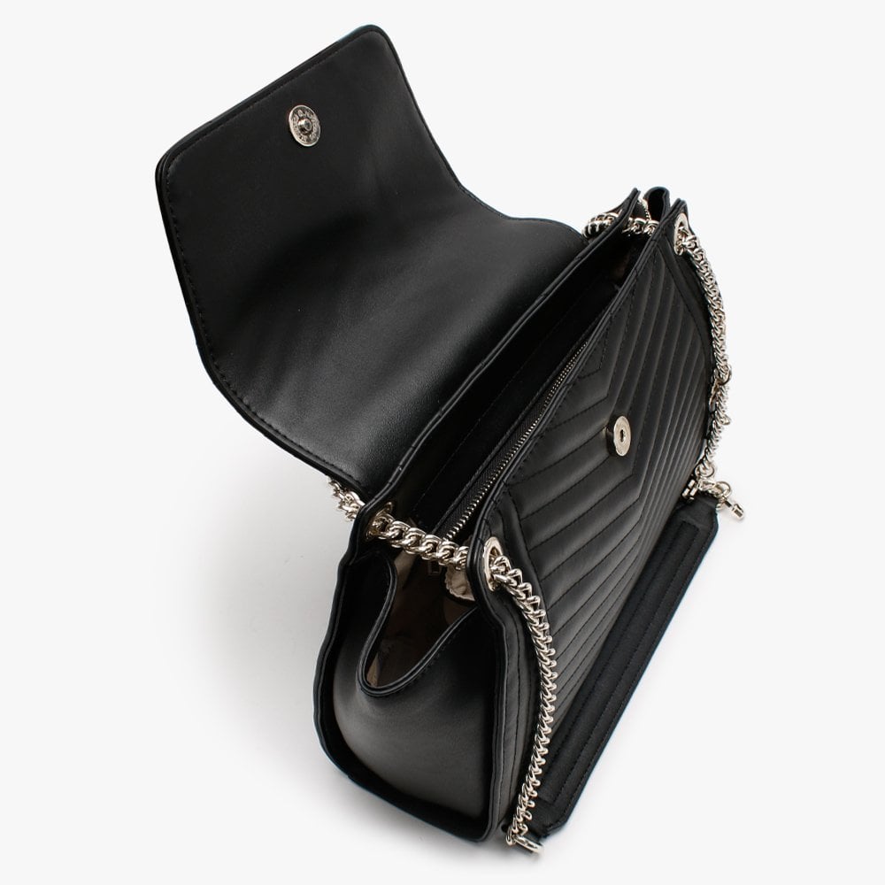 Lida Black Quilted Shoulder Satchel Bag