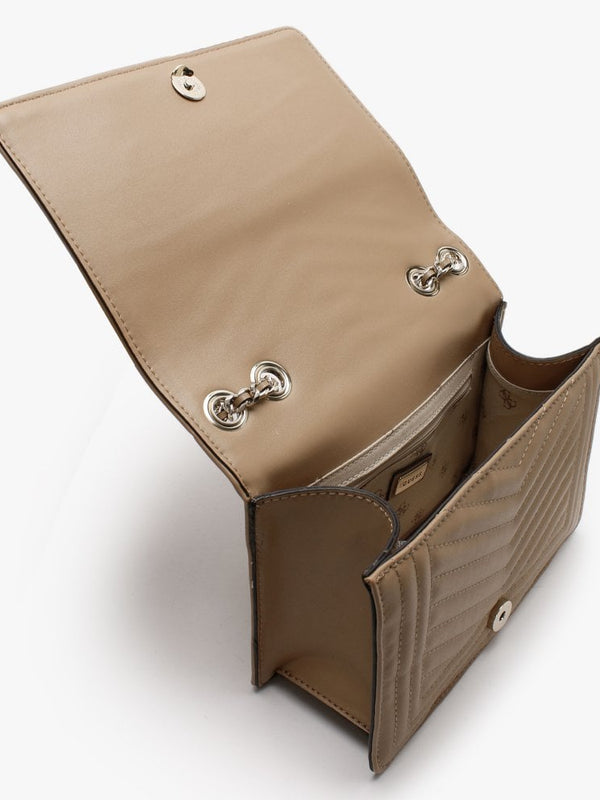 Lida Beige Quilted Cross-Body Bag