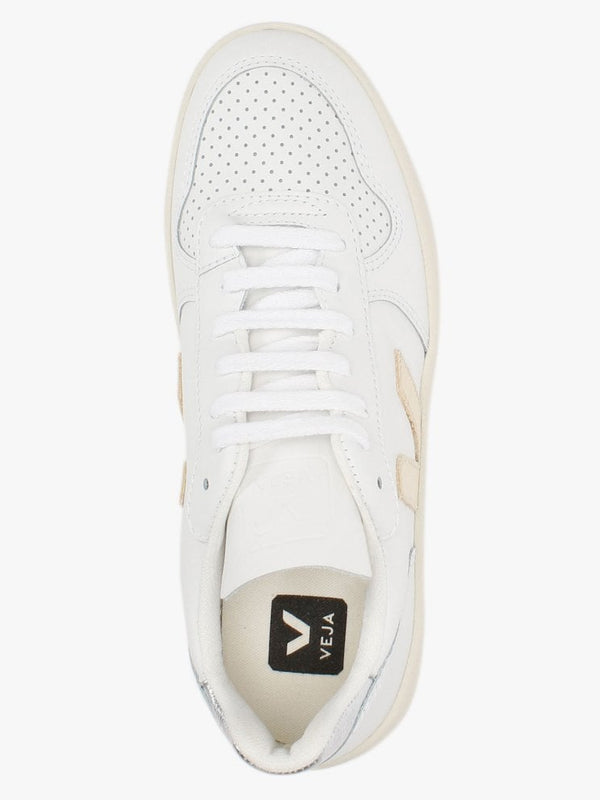 V-10 Extra White Platine Silver Leather Trainers