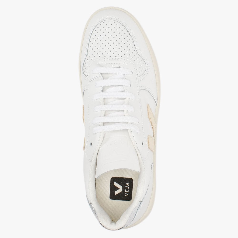 V-10 Extra White Platine Silver Leather Trainers