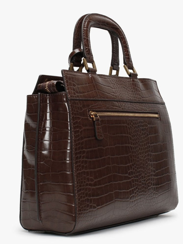 Katey Luxury Brown Moc Croc Satchel Bag