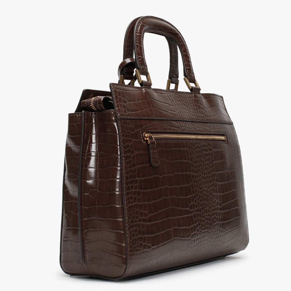 Katey Luxury Brown Moc Croc Satchel Bag
