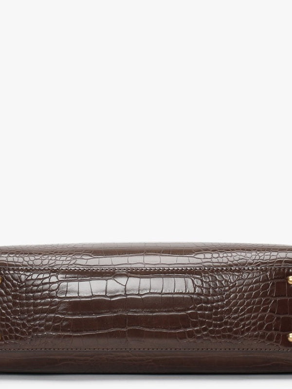 Katey Luxury Brown Moc Croc Satchel Bag