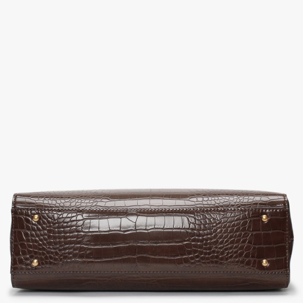 Katey Luxury Brown Moc Croc Satchel Bag