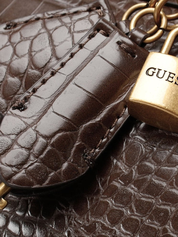 Katey Luxury Brown Moc Croc Satchel Bag