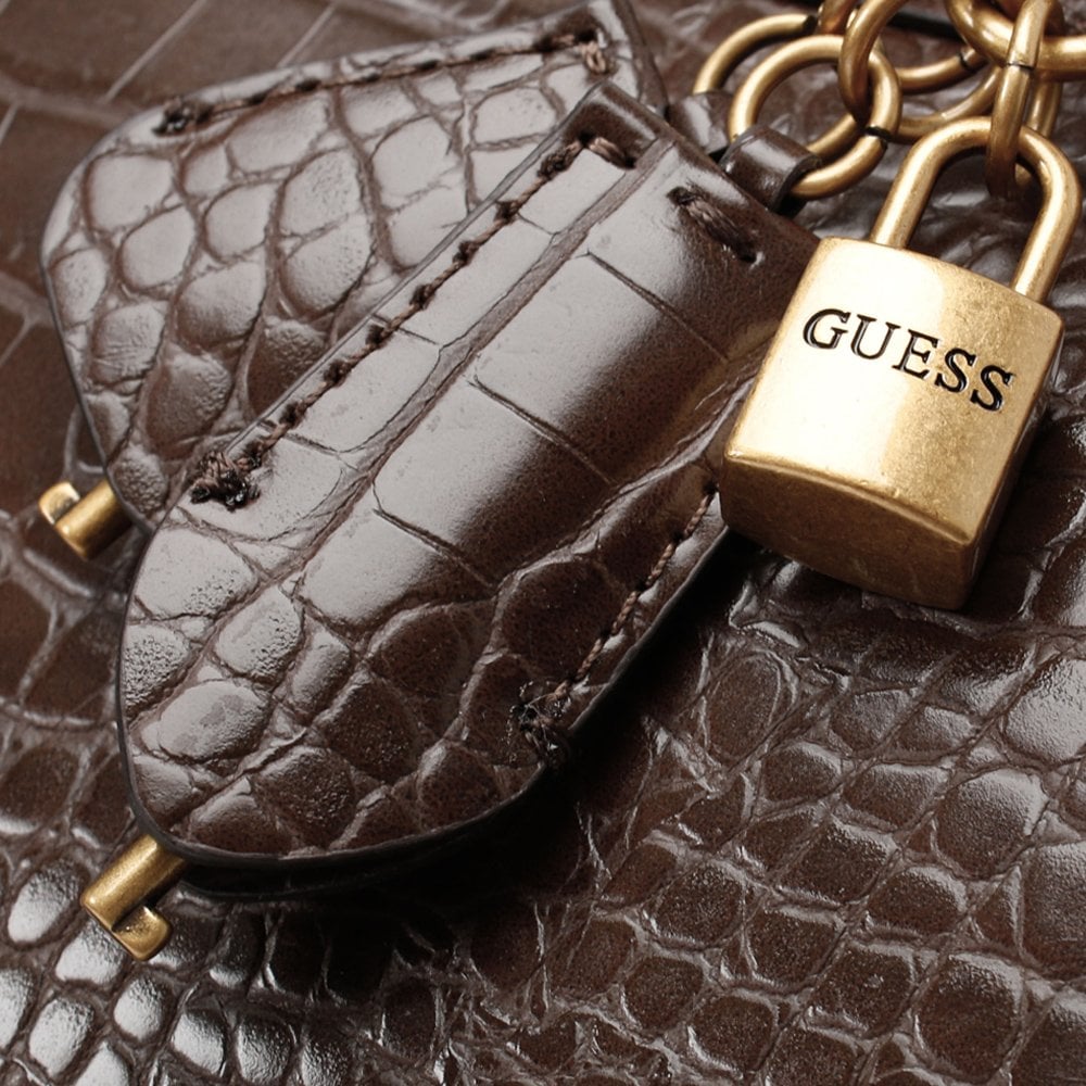 Katey Luxury Brown Moc Croc Satchel Bag