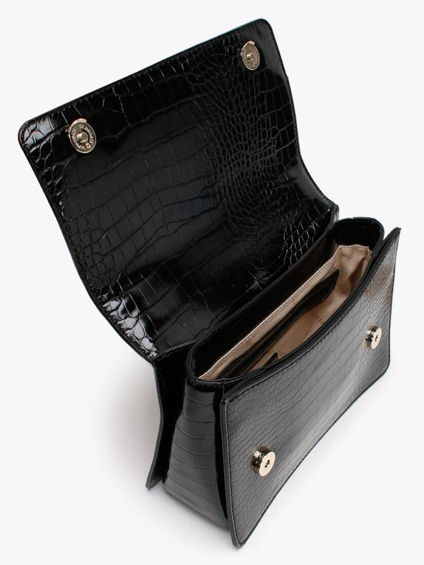 Katey Girlfriend Black Moc Croc Satchel
