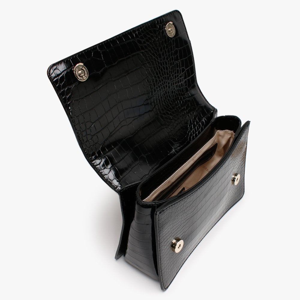 Katey Girlfriend Black Moc Croc Satchel
