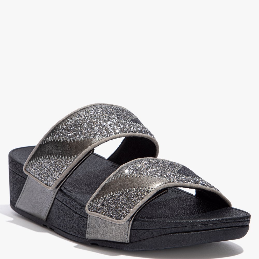 Mina Ombre Glitter Pewter Grey Sliders