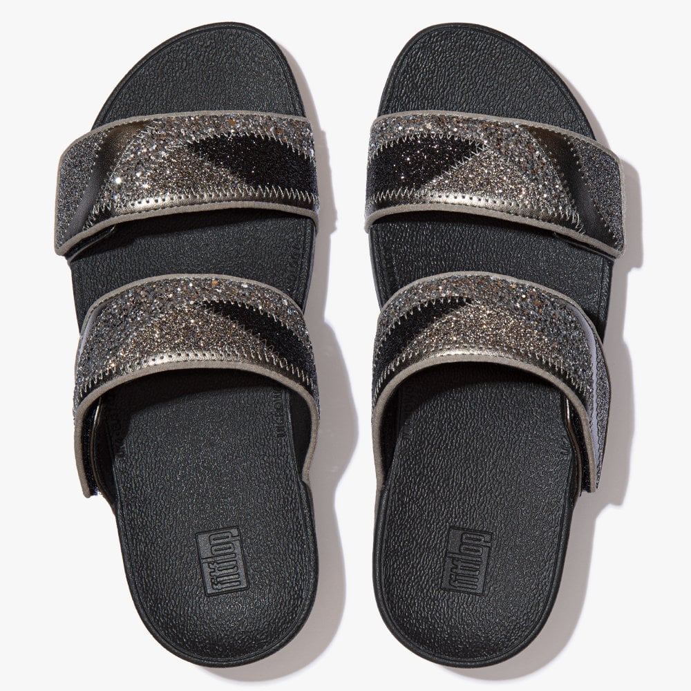 Mina Ombre Glitter Pewter Grey Sliders
