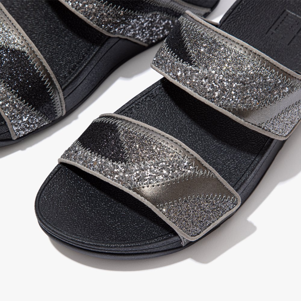 Mina Ombre Glitter Pewter Grey Sliders