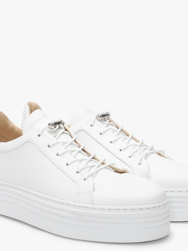London Circus White Leather Flatform Trainers