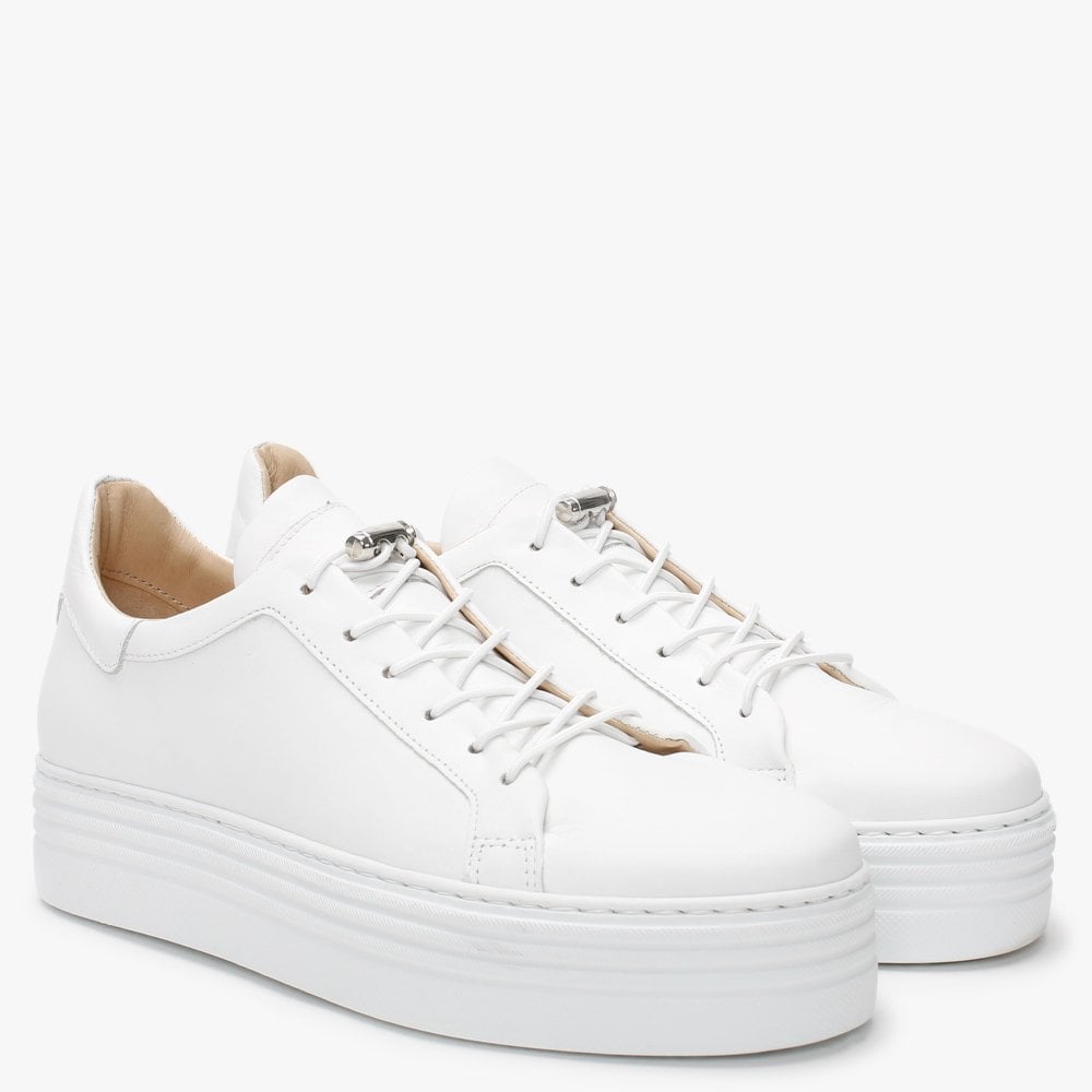 London Circus White Leather Flatform Trainers