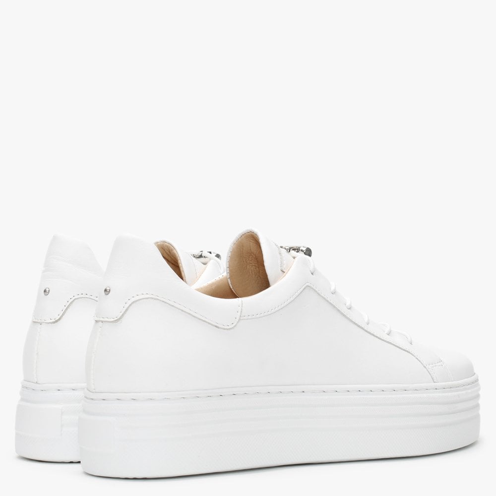 London Circus White Leather Flatform Trainers
