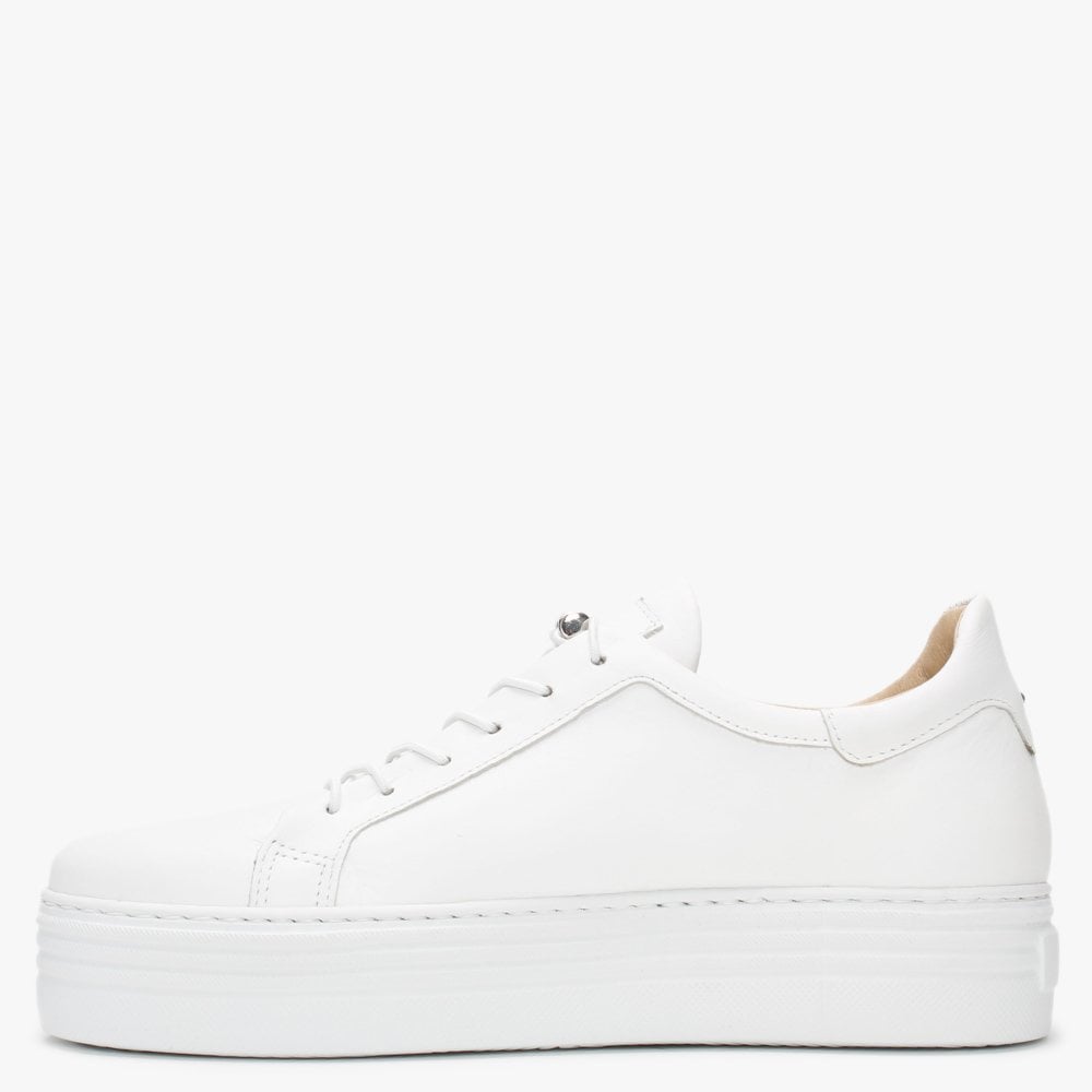 London Circus White Leather Flatform Trainers