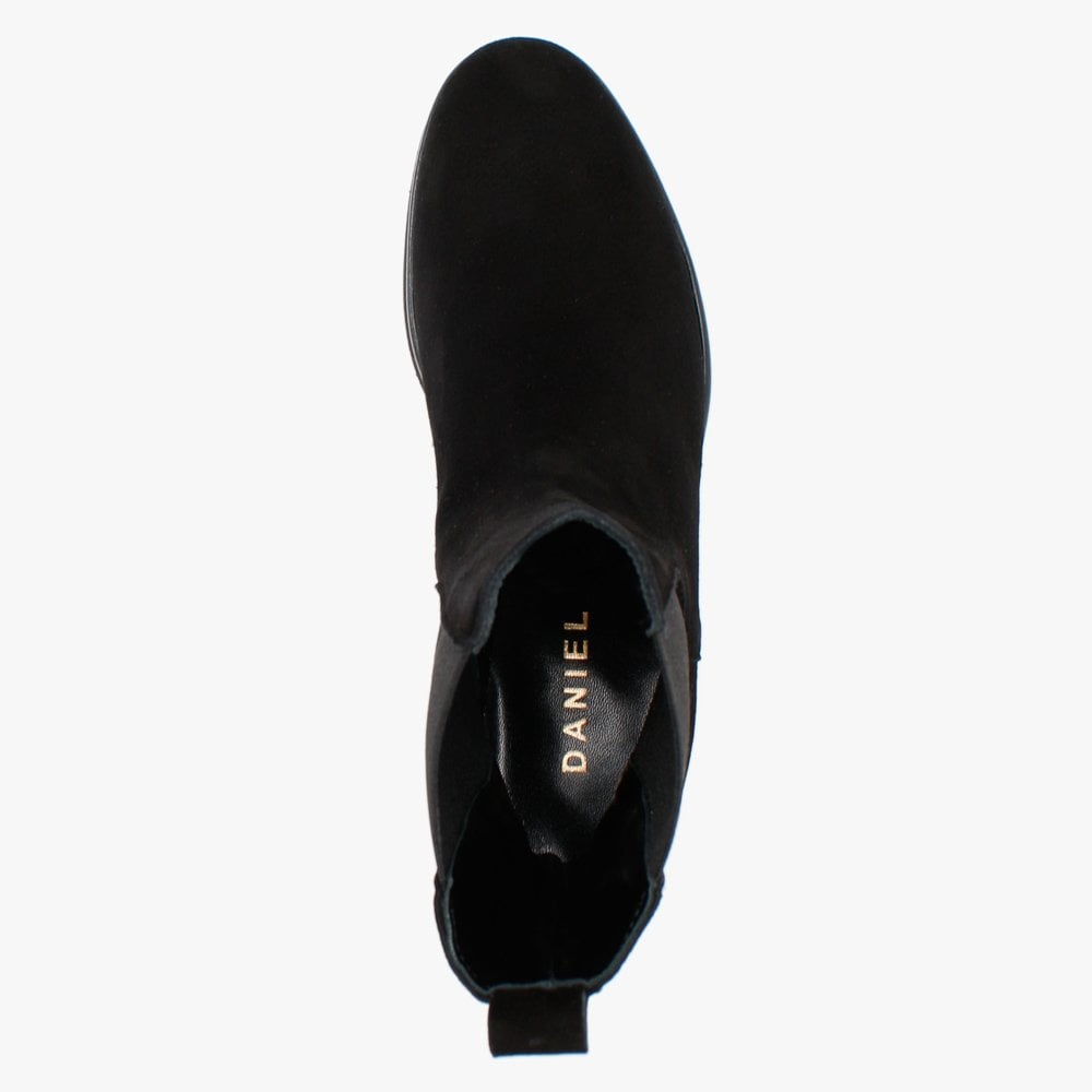 Ammy Black Suede High Flatform Chelsea Boots