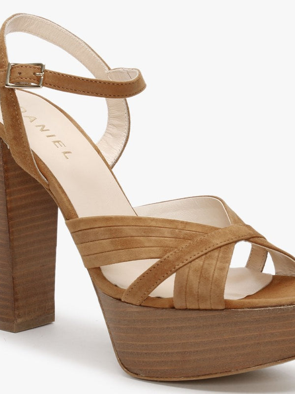 Avery Tan Suede Platform Heeled Sandals