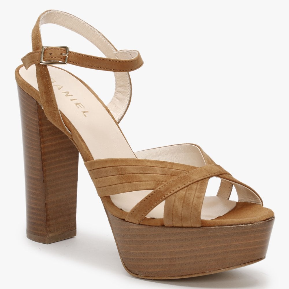 Avery Tan Suede Platform Heeled Sandals