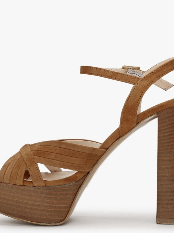 Avery Tan Suede Platform Heeled Sandals