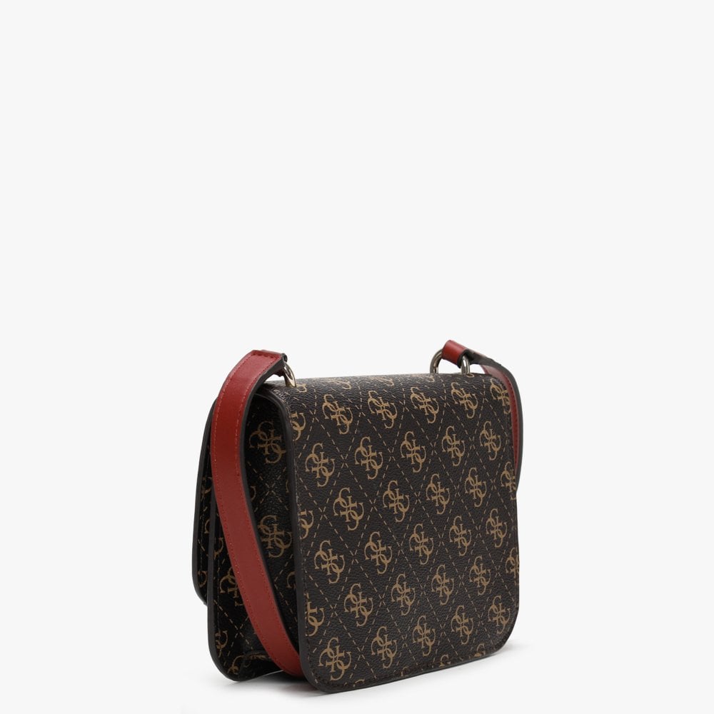 Noelle Repeat Logo Brown & Black Mini Crossbody Bag