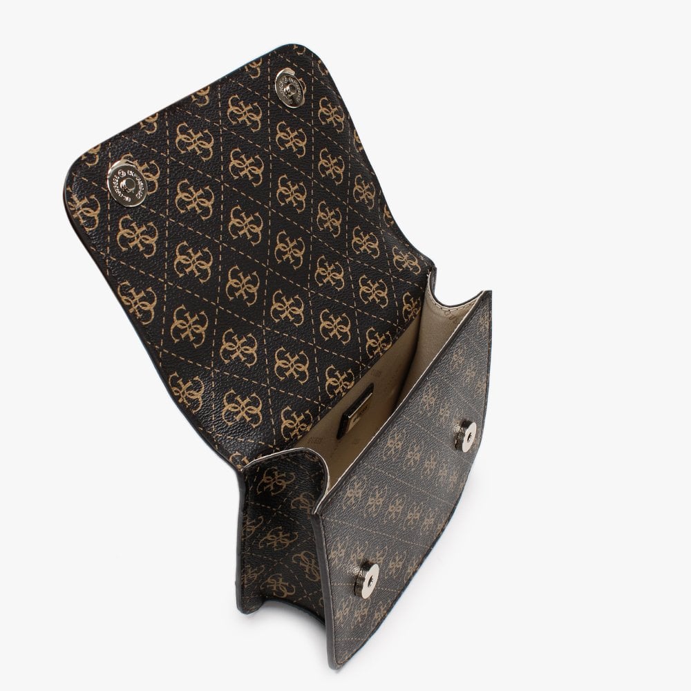 Noelle Repeat Logo Brown & Black Mini Crossbody Bag
