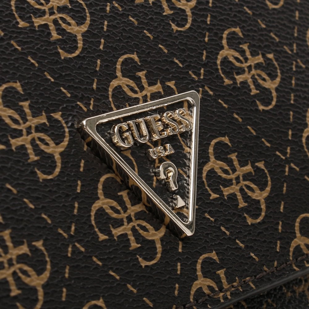Noelle Repeat Logo Brown & Black Mini Crossbody Bag