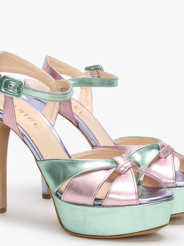 Alaska Multicoloured Metallic Leather Platform Heeled Sandals