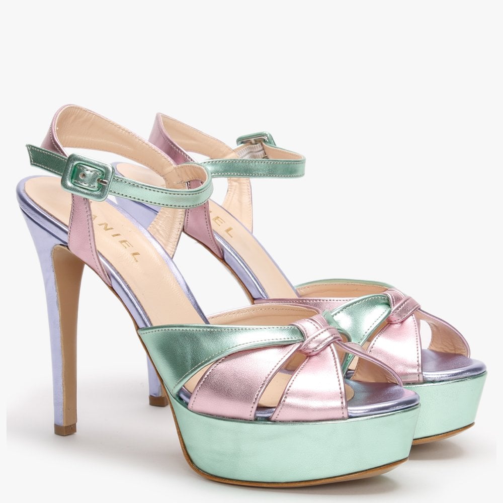 Alaska Multicoloured Metallic Leather Platform Heeled Sandals