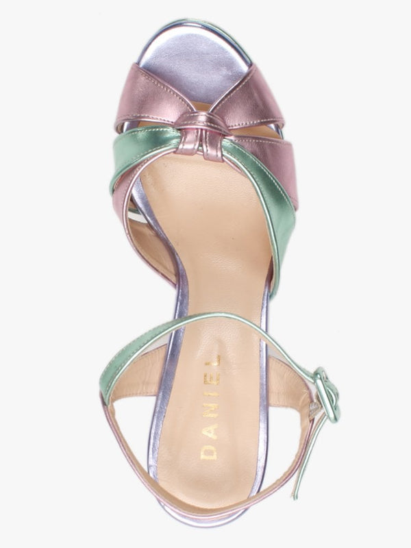 Alaska Multicoloured Metallic Leather Platform Heeled Sandals