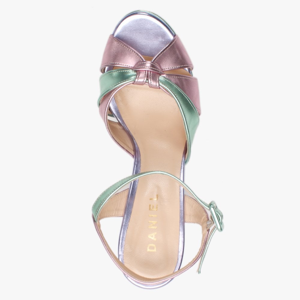 Alaska Multicoloured Metallic Leather Platform Heeled Sandals