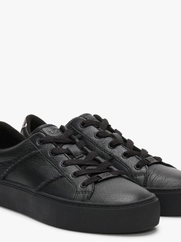 Dinale Black Leather Trainers