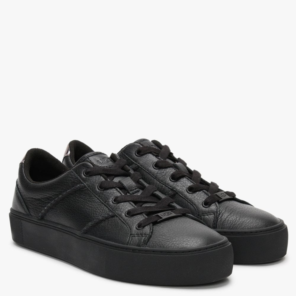 Dinale Black Leather Trainers