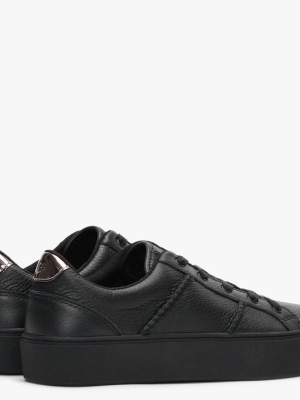 Dinale Black Leather Trainers