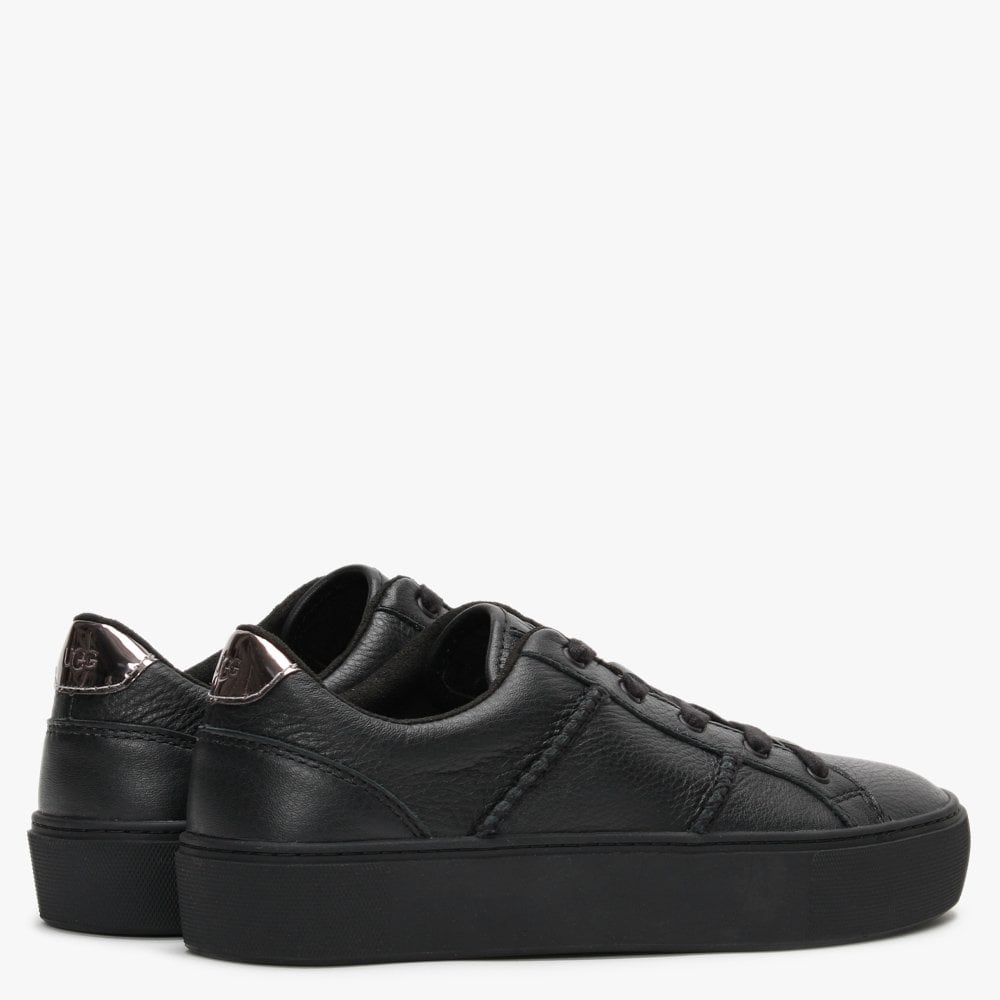 Dinale Black Leather Trainers