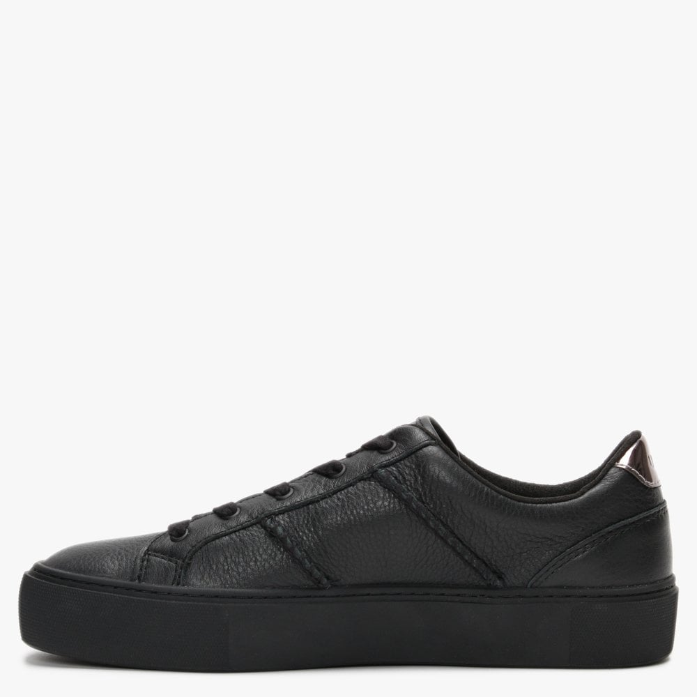 Dinale Black Leather Trainers