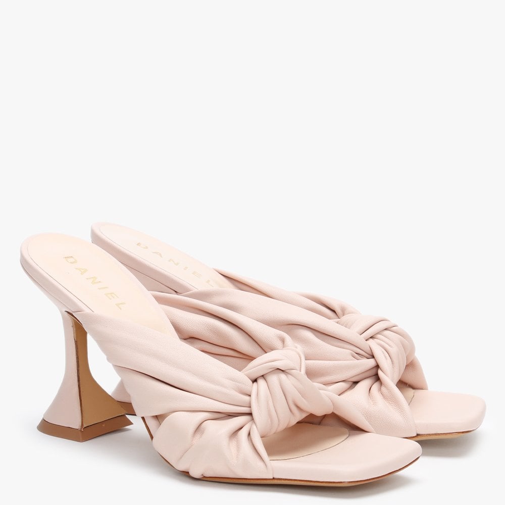 Arockstar Pink Leather Heeled Mules