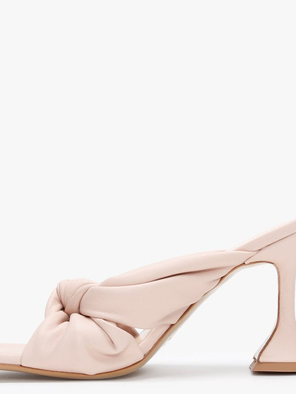 Arockstar Pink Leather Heeled Mules