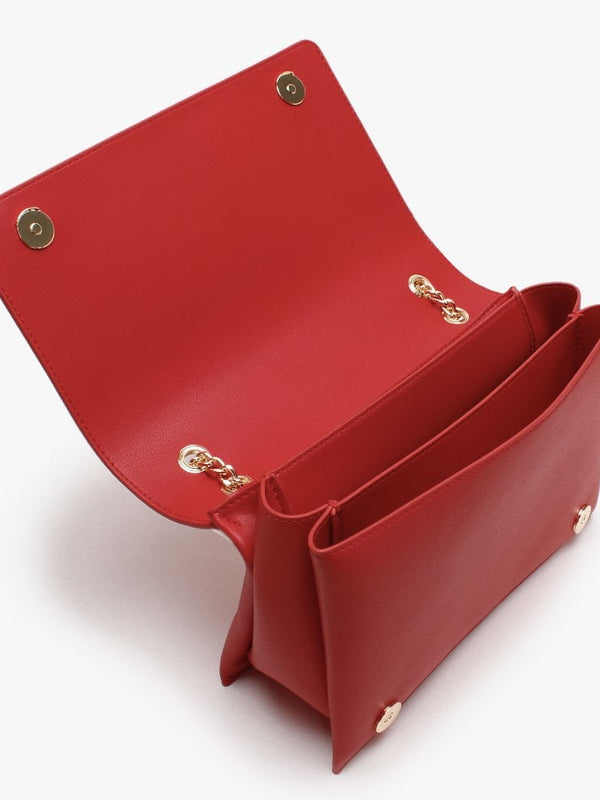 Logo Flapover Red Shoulder Bag