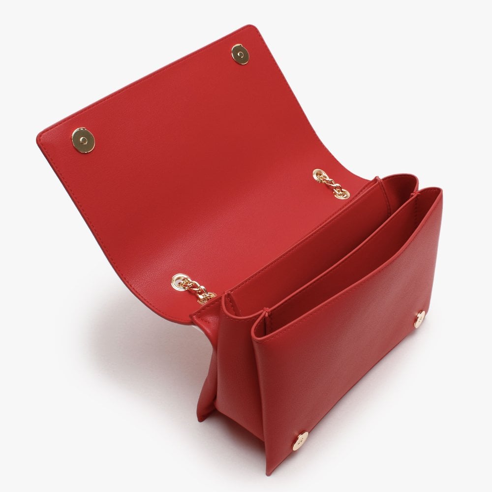 Logo Flapover Red Shoulder Bag