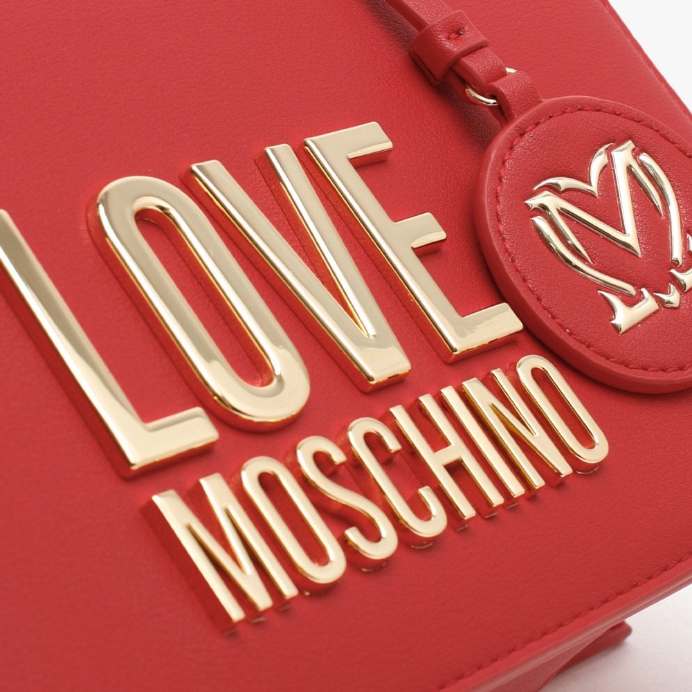Logo Flapover Red Shoulder Bag