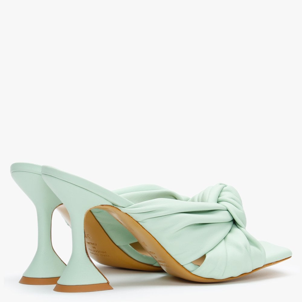 Arockstar Green Leather Heeled Mules