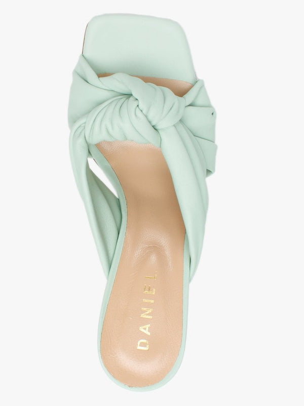 Arockstar Green Leather Heeled Mules