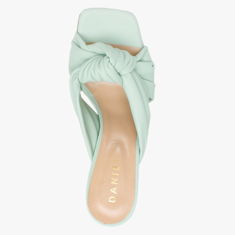Arockstar Green Leather Heeled Mules
