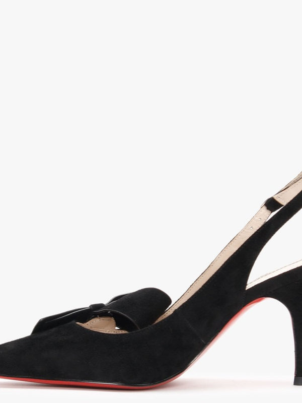Sized Black Suede Bow Sling Back Heels