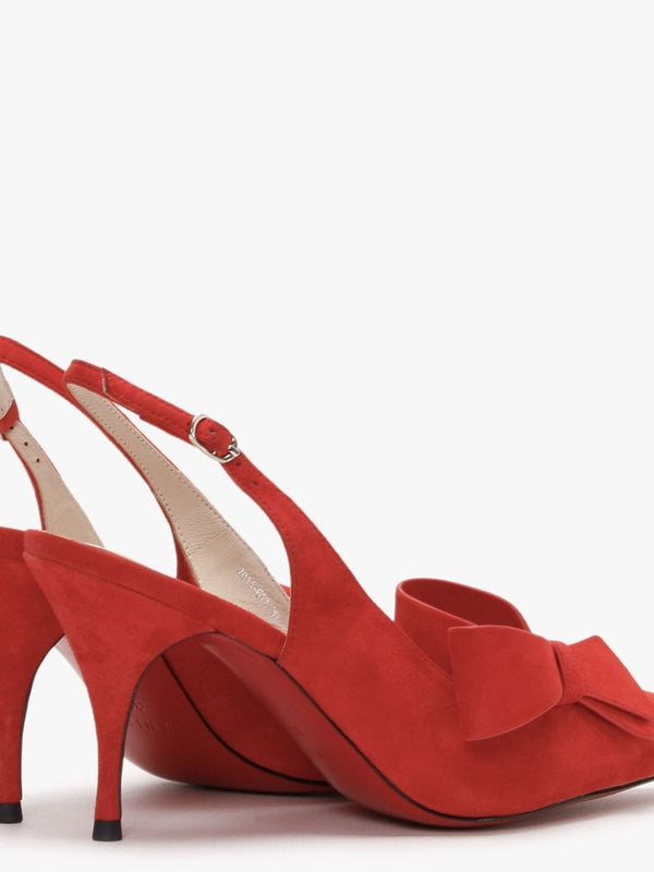Sized Red Suede Bow Sling Back Heels